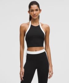 Lululemon Nulu Cropped Halter Tank Top in Black White at Lululemon