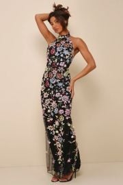 Lulus Infinite Praise Black 3D Floral Embroidered Halter Maxi Dress at Lulus