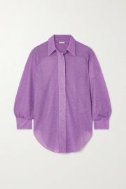 Lumiere stretch-Lurex shirt by Oseree at Net a Porter