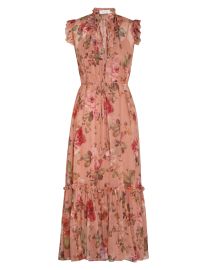 Luminosity Flutter Dress Dusty Pink Floral Print Online Zimmermann at Zimmermann