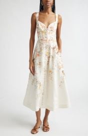 Luna Buttoned Linen Picnic Midi Dress at Nordstrom
