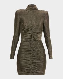 Luna Ruched Open-Back Metallic Mini Dress at Neiman Marcus