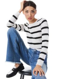 Luna Striped Crewneck In Ecrublack Alice And Olivia at Alice + Olivia