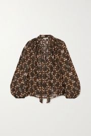 Luna tie-detailed printed fil coupé silk-blend blouse at Net A Porter