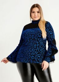 Lurex Mesh Animal Drama Sleeve Top by Ashley Stewart at Ashley Stewart