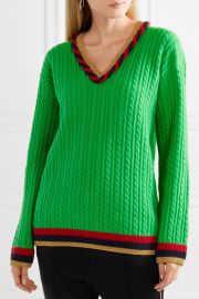 Lurex-trimmed cable-knit wool and cashmere-blend sweater at Net A Porter