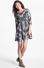 Lush Lace Up Skater Dress at Nordstrom