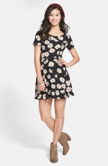 Lush Short Sleeve Skater Dress at Nordstrom