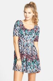 Lush Text Knit Skater Dress at Nordstrom