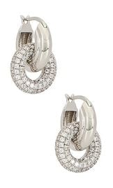 Luv Aj Pave Interlock Hoops In Silver at Revolve