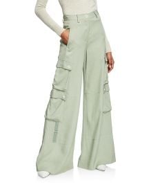 Lux Twill Wide-Leg Cargo Pants at Neiman Marcus