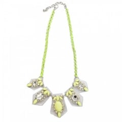 Luxe Lucite Neon Yellow Pendant Necklace at T & J Designs