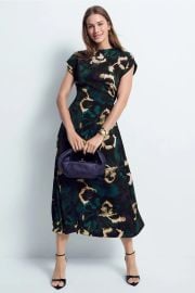 Luxely Cap Sleeve Mock Neck Midi Dress at Rent the Runway