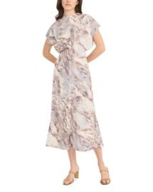 Luxely Printed Short Sleeve Gathered Midi Dress Bloomingdales at Bloomingdales