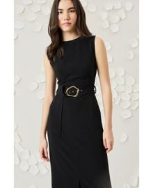 Luxely Womens Belted Boat-Neck Sleeveless Midi Dress - Macys at Macys