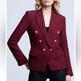 Lx27AGENCE Jackets amp Coats Lagence Dark Wine Cotton Blend Boucle Double Breasted Kenzie Blazer Coat Sz 4 Poshmark at Poshmark