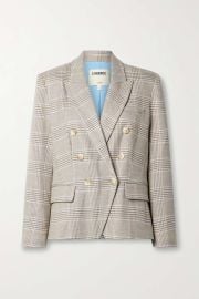 Lx27AGENCE Kenzie double-breasted checked metallic jacquard blazer NET-A-PORTER at Net a Porter