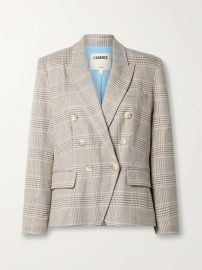 Lx27AGENCE Kenzie double-breasted checked metallic jacquard blazer NET-A-PORTER at Net a Porter