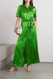 Lx27AGENCE Klement belted silk-satin maxi shirt dress NET-A-PORTER at Net a Porter