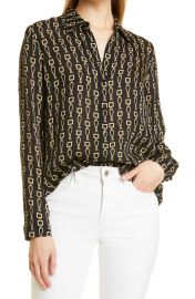 Lx27AGENCE Nina Keyring Print Silk Blouse at Nordstrom