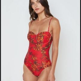 Lx27AGENCE Swim Lagence Amie Red Jungle Underwire Bandeau Onepiece Swimsuit Poshmark at Poshmark