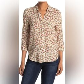 Lx27AGENCE Tops Lagence Pink And Green Floral Button Down Shirt Poshmark at Poshmark