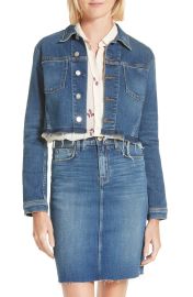 Lx27AGENCE Zuma Raw Hem Crop Denim Jacket at Nordstrom