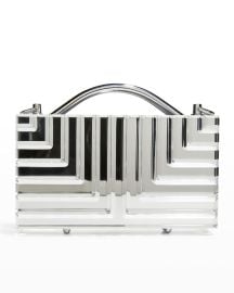 Lx27Afshar Elle Mirrored Acrylic Box Top-Handle Bag at Neiman Marcus