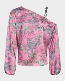 Lx27Agence Asami Chain One-Shoulder Blouse at Neiman Marcus