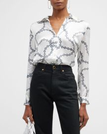 Lx27Agence Chain Tyler Holly Button-Front Blouse at Neiman Marcus