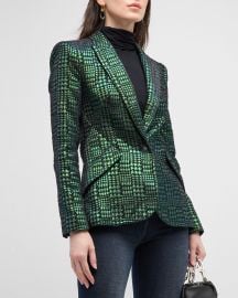 Lx27Agence Chamberlain Single-Breasted Houndstooth-Print Blazer at Neiman Marcus