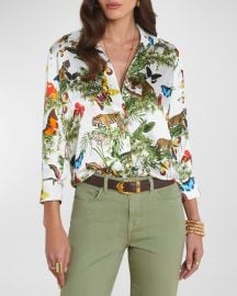 Lx27Agence Dani Jungle Printed Silk Blouse at Neiman Marcus