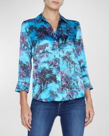 Lx27Agence Dani Jungle Printed Silk Blouse at Neiman Marcus