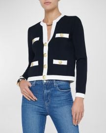 Lx27Agence Estefania Contrast Trim Cardigan at Neiman Marcus