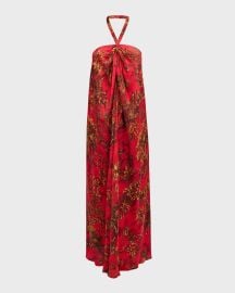 Lx27Agence Geneva Red Jungle Halter Maxi Dress at Neiman Marcus