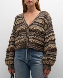 Lx27Agence Harriet Blouson-Sleeve Cardigan at Neiman Marcus