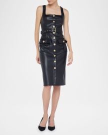 Lx27Agence Idy Button-Front Faux Leather Dress at Neiman Marcus