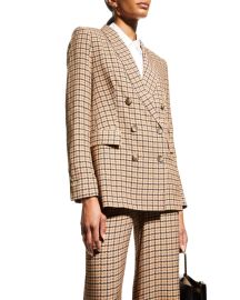 Lx27Agence Jayda Houndstooth Double-Breasted Blazer at Neiman Marcus