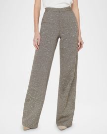 Lx27Agence Livvy Chevron Straight-Leg Trousers at Neiman Marcus