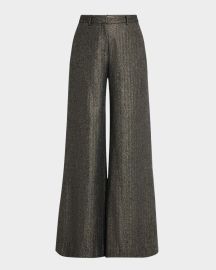 Lx27Agence Pilar Metallic Herringbone Wide-Leg Pants at Neiman Marcus