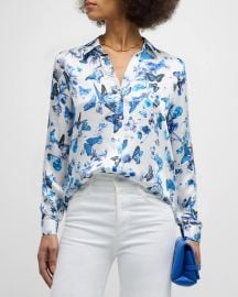 Lx27Agence Tyler Butterflies Button-Front Blouse at Neiman Marcus