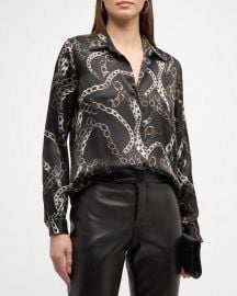 Lx27Agence Tyler Button-Front Silk Blouse at Neiman Marcus