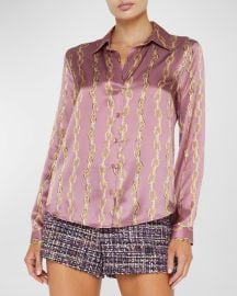 Lx27Agence Tyler Chain Silk Blouse at Neiman Marcus