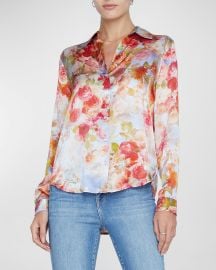 Lx27Agence Tyler Floral Silk Button-Front Blouse at Neiman Marcus