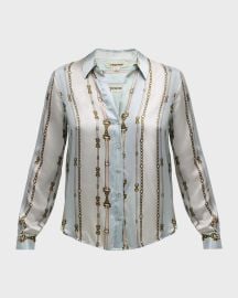 Lx27Agence Tyler Multi-Striped Belt Silk Blouse at Neiman Marcus