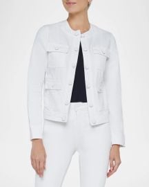 Lx27Agence Yari Collarless Denim Jacket at Neiman Marcus