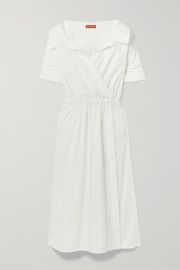 Lydia gathered cotton-blend poplin midi shirt dress at Net a Porter