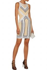 Lylah pointelle-trimmed bandage-jacquard mini dress by Herve Leger at The Outnet