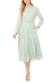 Lynn Vertical Stripe Button-Up Midi Shirtdress at Nordstrom Rack
