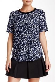 Lynx Print Short Sleeve Silk Blouse at Nordstrom Rack